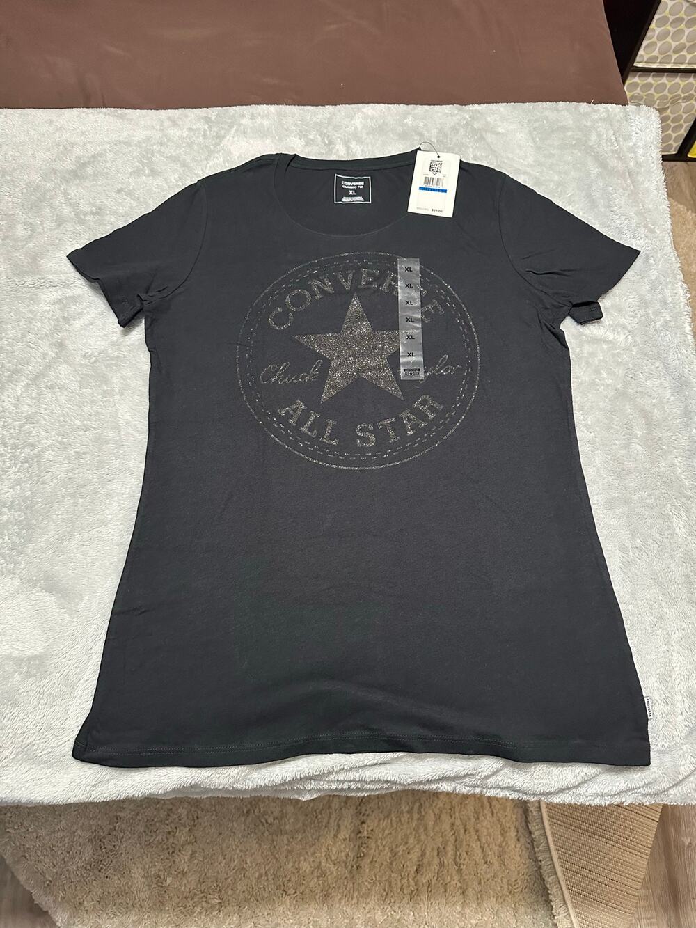 NEW Converse Black/Black Glitter LogoT-Shirt Size: Womens XL